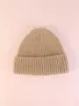 Bonnet en maille côtelée kaki uni pour adultes, bonnet d'hiver chaud et souple - Khaki