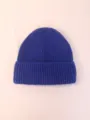 Bonnet en tricot bleu roi pour l'hiver, bonnet côtelé chaud pour adultes et adolescents - Bleu foncé