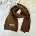 Kinder brauner Strickschal Winter warm einfarbig süß Mode bestickter Schal für Kinder - Nur Schal (Ohne Mütze) / Kaffeebraun