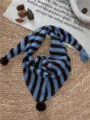 Bufanda triangular tejida para niños con pompones, cuello térmico de invierno cálido. - Niños / Azul