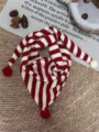 Lindo bufanda triangular tejida a rayas rojas y blancas para niños en invierno cálido - Niños / Rojo