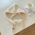 Spessa Maglia Balaclava Cappuccio Sciarpa Caldo Inverno Cappello Beige Design Modello - 24*70cm / Beige