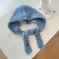 Cappuccio lavorato a maglia sciarpa inverno caldo blu fatto a mano elegante comodo - 24*70cm / Blu