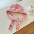 Gemütliche rosa klobige Strick-Balaclava Kapuzenschal, dicke Thermokleidung für Damen. - 24*70cm / Rosa