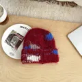 Kinder Farbblock kuschelige Strickmütze Winter warme koreanische süße Wollmütze Mädchen - Hut / Burgunderrot