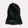 Schwarze Strick Sturmhaube Schal Kombi fuer Damen, warme Winter Kopfbedeckung Stueck. - M (56-58cm) / Schwarz
