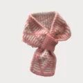 Korean style autumn winter pink knitted cross scarf stylish warm short neckerchief for women - 12X80cm / Pink