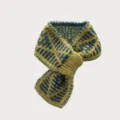 Korean style autumn winter retro geometric jacquard knitted cross scarf warm wool neck warmer - 12X80cm / Turmeric