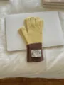 Cozy color block knit gloves with ribbed cuff, warm winter accessory in yellow and brown. - One Size / Yellow Coffee