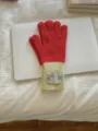 Color-block wool knit gloves for women, cozy winter thermal gloves with ribbed cuff. - One Size / Red Yellow