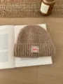 Knit Beanie Hat Detailed View Soft Wool Cap Casual Solid Color Winter Warm Accessory - One Size / Khaki