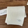 Solid color knitted scarf for women, cozy winter warm woolen neck wrap, casual fashion variant. - Beige