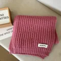 Solid color winter knitted scarf in rose red, cozy thick ribbed wool scarf for women. - Magnesium Powder