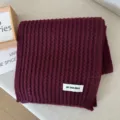 Burgundy knitted winter scarf solid color warm cozy casual soft wool-feel neck warmer - Ankara Wine Red
