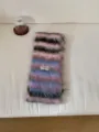 Gezellige pluizige gestreepte gebreide sjaal voor dames, zachte warme winter nek wrap accessoire. - Roze Blauw Bruin / 160cm
