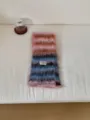 Koreatisch weicher gestreifter Strickschal für Damen, gemütlicher warmer Winterschal für Mode. - Rosa, Blau & Orange / 160cm