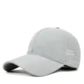 Grey quick dry breathable baseball cap with side mesh holes for summer sun protection. - Light Gray