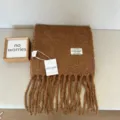 Winter warm brown wool blend tassel scarf, soft lamb wool cozy neck wrap for women. - Caramel color