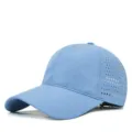Light blue quick-dry baseball cap with breathable laser-cut holes for summer outdoor sports. - Medium Blue