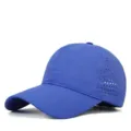 Blue quick-drying baseball cap with laser side ventilation holes, ideal for summer sun protection. - Sapphire Blue