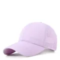 Light purple breathable quick-dry baseball cap with side mesh perforations for summer outdoor sports. - Light Purple