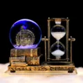 Vintage glowing snow globe hourglass desk ornament with music box function for office decor. - Battery Powered Luminous Music Ferris Wheel (SL703) / 1 Piece / Gold
