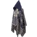 Damen Winter Retro gespaltener Kapuze Umhang warmer Strickschal stilvoller Streetwear Mantel - Cape / Marineblau