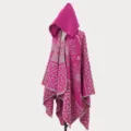 Damen Winter warm Kapuze Strick Cape Vintage geometrisches Muster Mode Poncho Schal - Cape / Rosa