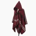 Ethischer Stil Kapuze Strick Umhang Schal Damen Winter warm Retro geometrisches Muster - Cape / Burgunderrot