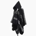 Poncho capa chal con capucha negro estampado geométrico étnico mujer diario invierno - Capa / Negro