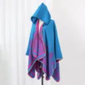 Ethnic hooded cape for women winter warm stylish paisley print imitation cashmere poncho shawl - Cape / 130x150cm / Blue