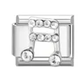 Charm per bracciale italiano con design a nota musicale in cristallo brillante argento - Nota musicale / Argento/Strass Bianco