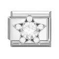 Charm per bracciale modulare argento con stella di cristallo - Pentagramma / Argento/Strass Bianco