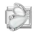 Elegante charm a farfalla per i braccialetti italiani DIY con intarsio in pietra - Ala singola / Argento