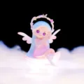 Mignonne figurine d'ange fée avec base lumineuse, poupée de dessin animé en résine pour la chambre. - -7 Cheveux bleus