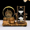 Vintage London snow globe hourglass desk decor, luminous music box ornament for office table. - 15 Min Timer No Music Gold Ferris Wheel (SL703) / 1 Piece / Gold