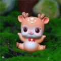 Cute cartoon deer car ornament resin figurine with bowknot for interior decoration desk setup. - Yellow Open Arms Joyful (A036-B)