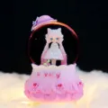 Cute pink crystal ball music box with glowing light, lovely girl resin figurine tabletop decor. - Medium (80mm) Colored Light + Music / Pink Princess