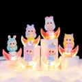 Cute cartoon anime girl glowing moon night light resin figurine desktop home decor gift - Full Set Combination / 6 Pieces/Pack