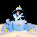 Prachtige blauwe eenhoorn koets sneeuwbol speeldoos, magisch prinses cadeau variant. - Ster Eenhoorn Meisjesstijl (2066) / Middelgroot (80 Sneeuwval + Gekleurd licht) / Blauw