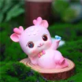 Lindo ciervo rosa adorno de coche resina figura decoracion creativa para el tablero del auto - Rosa Tumbado de Lado (A035-A)