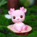 Lindo adorno de coche de ciervo rosa de resina, figura con cuernos, decoración interior perfecta. - Rosa Una Pierna Levantada (A035-C)