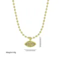 Gold-plated ball chain necklace featuring a sparkling marquise cubic zirconia pendant design. - Style 5 - Bead Chain - Eye