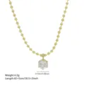 Collier chaîne de perles dorées avec pendentif rond en zircone, longueur 42+5cm. - Chaîne à billes modèle 2 – ronde (serti à griffes)