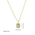 Collier doré avec un pendentif en zirkonium rectangulaire et chaîne fine élégante. - Style 4 - Chaîne rolo - Rectangle vertical