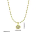 Gold beaded chain necklace featuring an elegant oval zirconia pendant and delicate design. - Style 6 - Bead Chain - Flat Oval