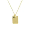 Collana con Ciondolo Quadrato Buona Fortuna in Ottone Placcato Oro 18K con Pietra di Nascita Scura - Pietra Portafortuna di Settembre
