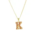 Collier pendentif lettre K de baseball de sport en laiton doré tendance pour cadeau. - Style K / Or