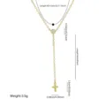 Collier Y en or avec zircone cubique et pendentif croix, longueur de chaîne 40+5cm. - Style 6 Croix Y-Chaîne