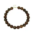 Chunky resin acrylic statement necklace with 20mm brown swirled round beads and gold chain - Coffee Brown
